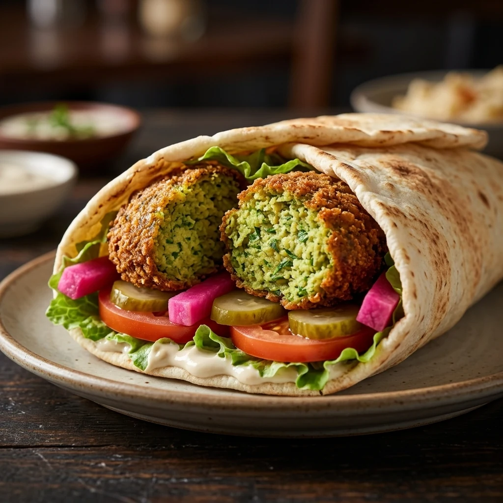 Falafel sandwich at Mashawi Market & Grill, Middle Eastern food in east Calgary