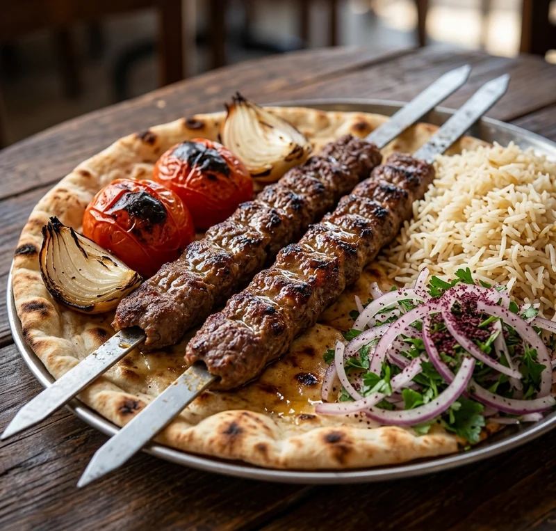 Open-flame halal lamb kabab at Mashawi Market & Grill, east Calgary